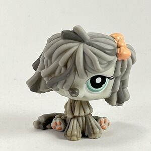 Littlest‎ Pet Shop #1458 Komondor Gray Shaggy Mop Sheepdog Kids LPS Vintage